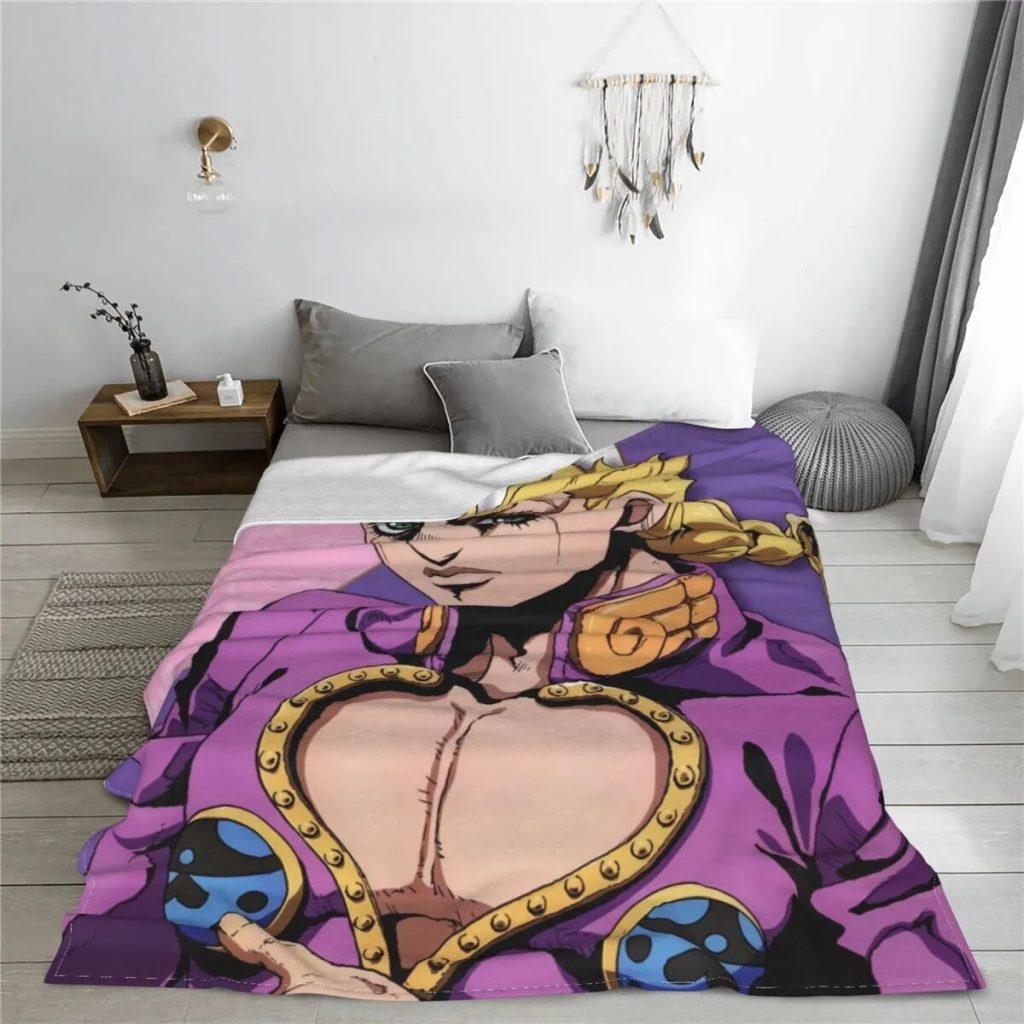 Jorno Jovana Blankets Fleece Spring Autumn Anime Jojo s Bizarre Adventure Warm Throw Blanket for Sofa 1 - JoJo's Bizarre Adventure Merch