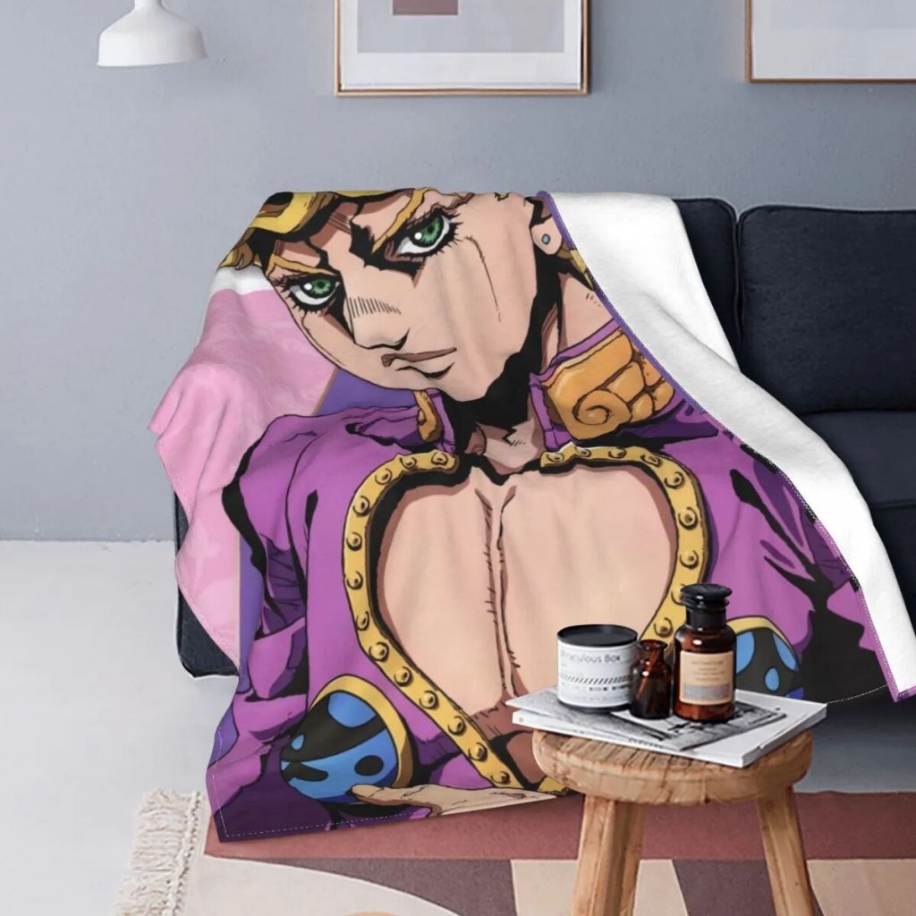 Jorno Jovana Blankets Fleece Spring Autumn Anime Jojo s Bizarre Adventure Warm Throw Blanket for Sofa - JoJo's Bizarre Adventure Merch