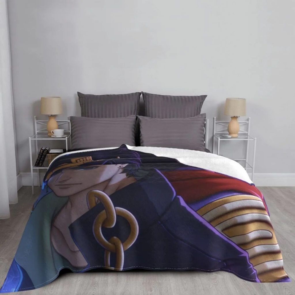 Jotaro Kujo Anime Flannel Blankets Jojo s Bizarre Adventure Custom Throw Blankets for Home Hotel Sofa 2 - JoJo's Bizarre Adventure Merch