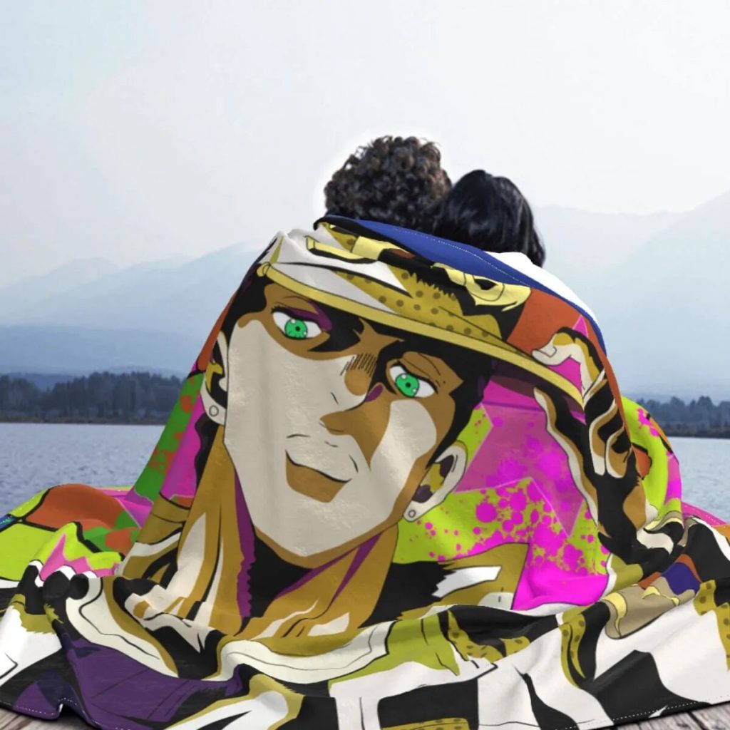 Kujo Jotaro Anime Flannel Throw Blankets Jojo s Bizarre Adventure Blankets for Bed Bedroom Warm Quilt 3 - JoJo's Bizarre Adventure Merch