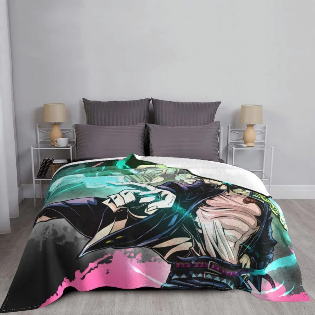 Kujo Jotaro Blankets Anime Jojo s Bizarre Adventure Plush Throw Blanket Bedding Couch Decoration Lightweight Bedspreads 2 - JoJo's Bizarre Adventure Merch