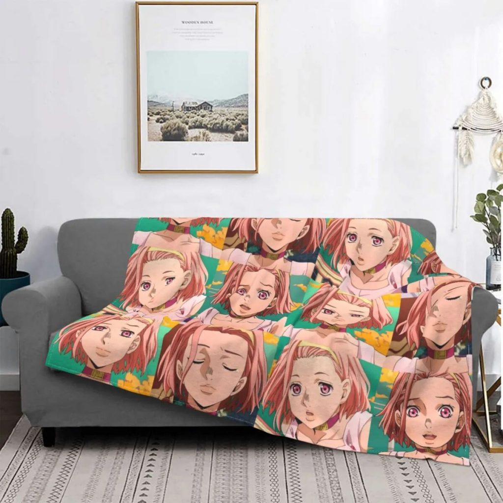 Reimi Sugimoto Blankets Anime Jojo s Bizarre Adventure Flannel Throw Blanket Home Couch Personalised Lightweight Bedspreads - JoJo's Bizarre Adventure Merch