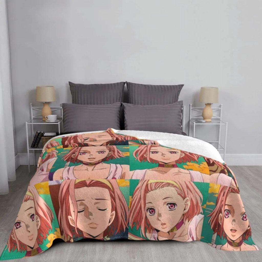 Reimi Sugimoto Blankets Anime Jojo s Bizarre Adventure Flannel Throw Blanket Home Couch Personalised Lightweight Bedspreads 2 - JoJo's Bizarre Adventure Merch